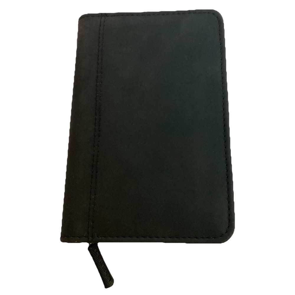 Leeds Black Leather Zip Around Padfolio Notepad Notebook 6.4 x 4.25" NWT w/ FLAW
